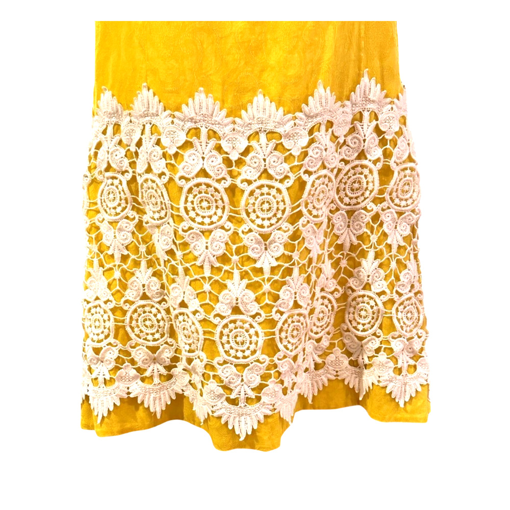 Floreat Anthropologie Yellow Cotton Lace Sleeveless Shift Dress Size 10 - Picture 3 of 10